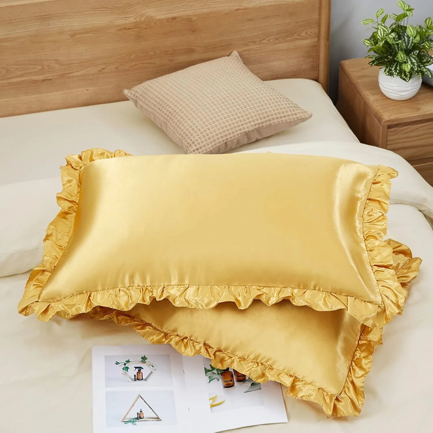 Satin Ruffle Pillowcase Set Silky
