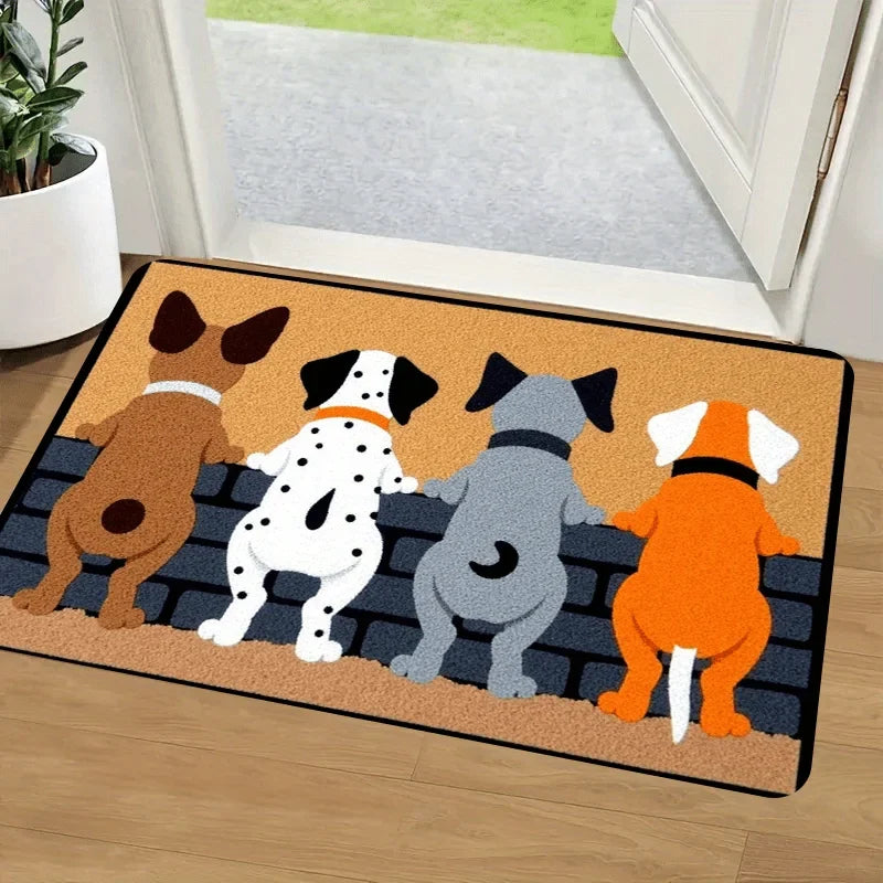 VIKAMA Cartoon Carpet Four Puppies Doormat Welcome Carpet Living Room Carpet Rug For Bedroom Outdoor Carpet Home Decoration
