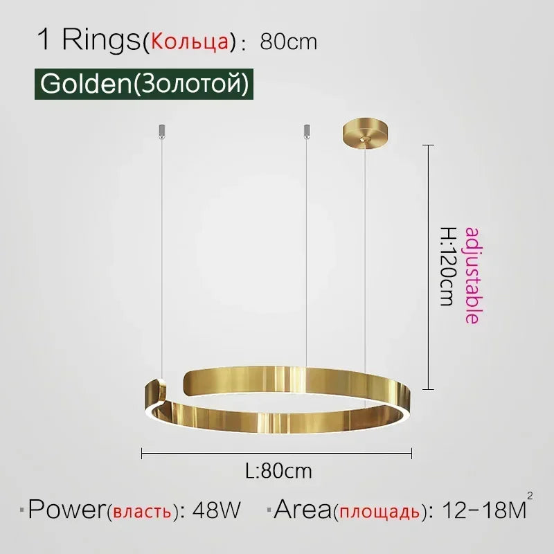 Round Gold Ceiling Chandeliers Lamp