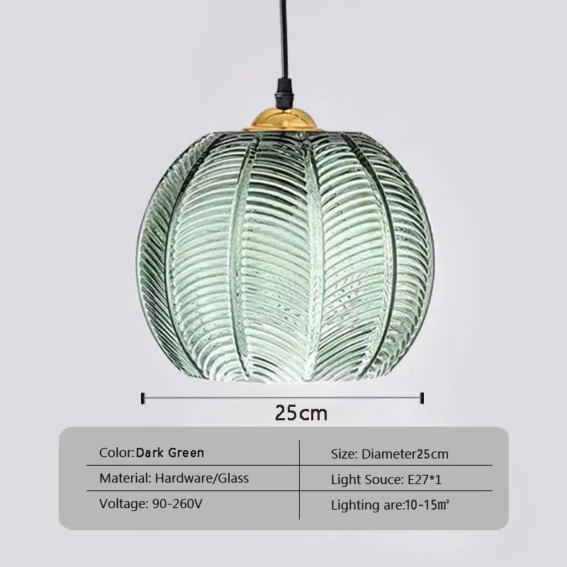 DecorBites™ Glass Pendant Light Green Leaf Pattern