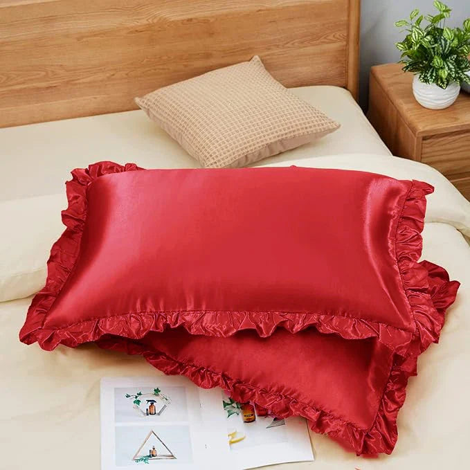 Satin Ruffle Pillowcase Set Silky