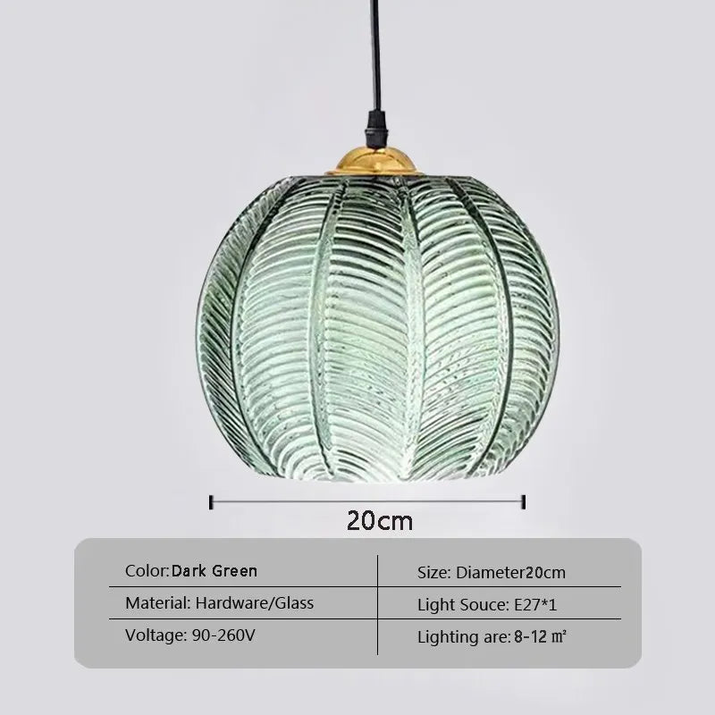 DecorBites™ Glass Pendant Light Green Leaf Pattern