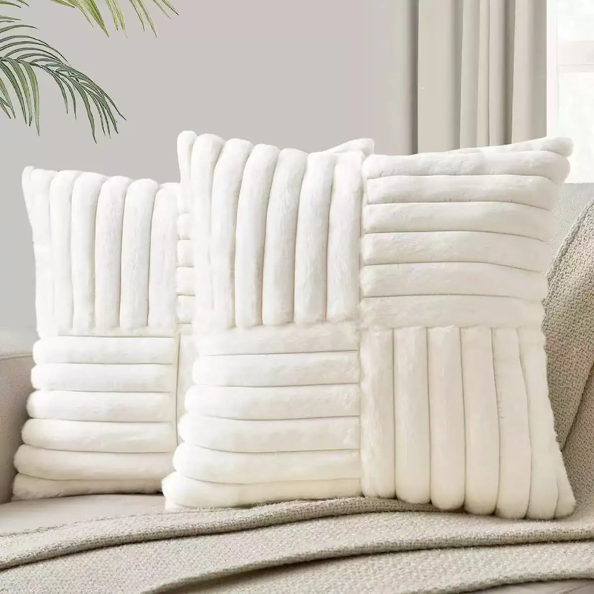Artificial Plush Pillow Covers Set