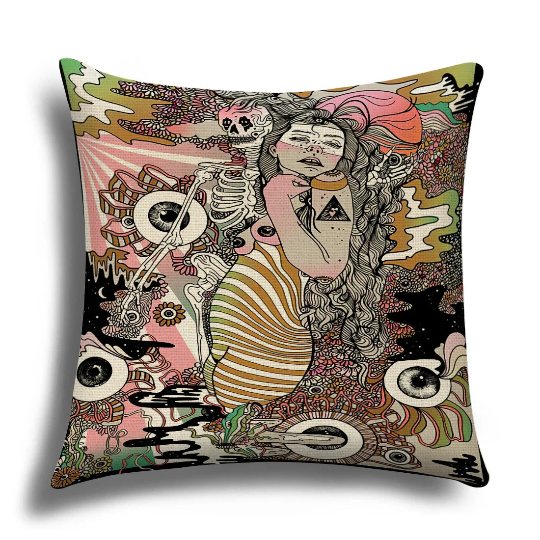 Skull Cushion Cover Linen Pillowcase