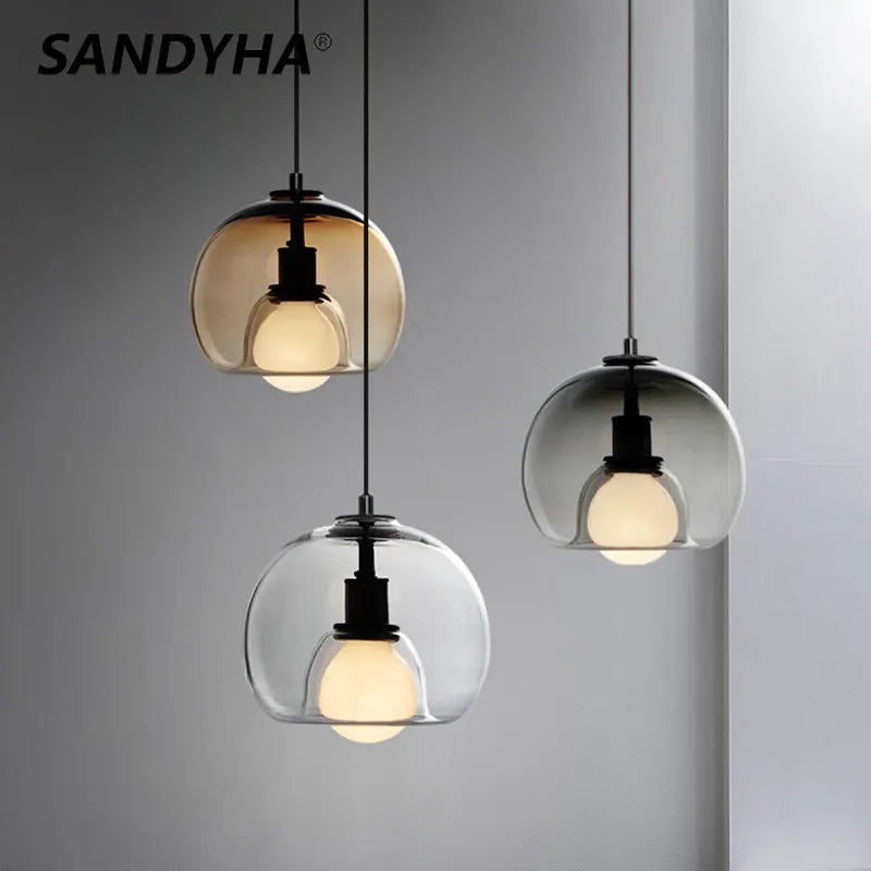 Glass Pendant Light LED Elliptical