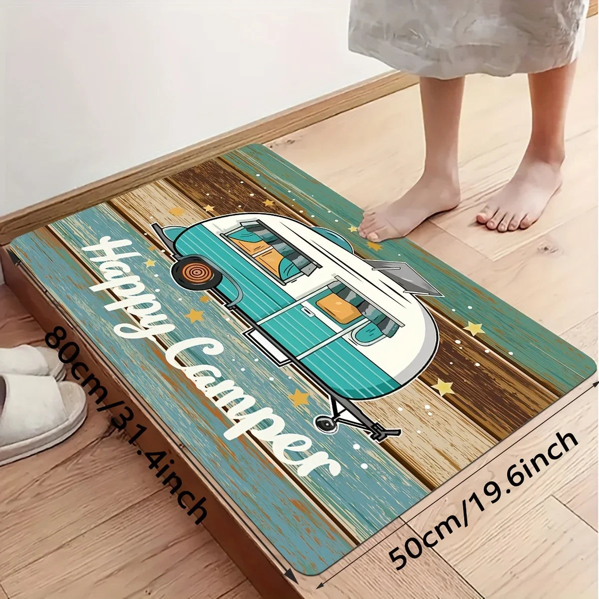 VIKAMA Vintage Wood Grain Car Flannel Rug Bedroom, Living Room, Entryway Doormat Soft and Comfortable Home Decor Rug