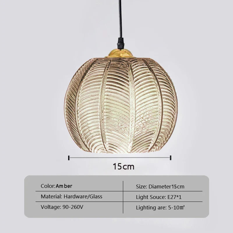 DecorBites™ Glass Pendant Light Green Leaf Pattern