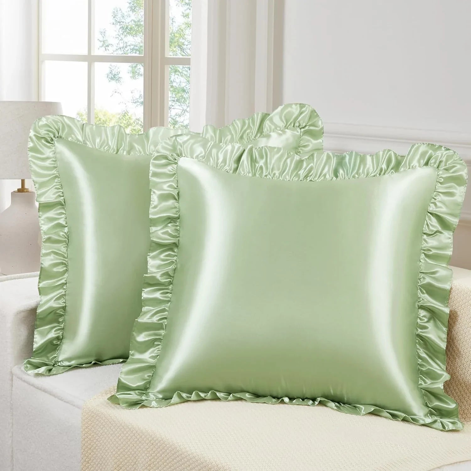 Satin Ruffle Pillowcase Set Silky