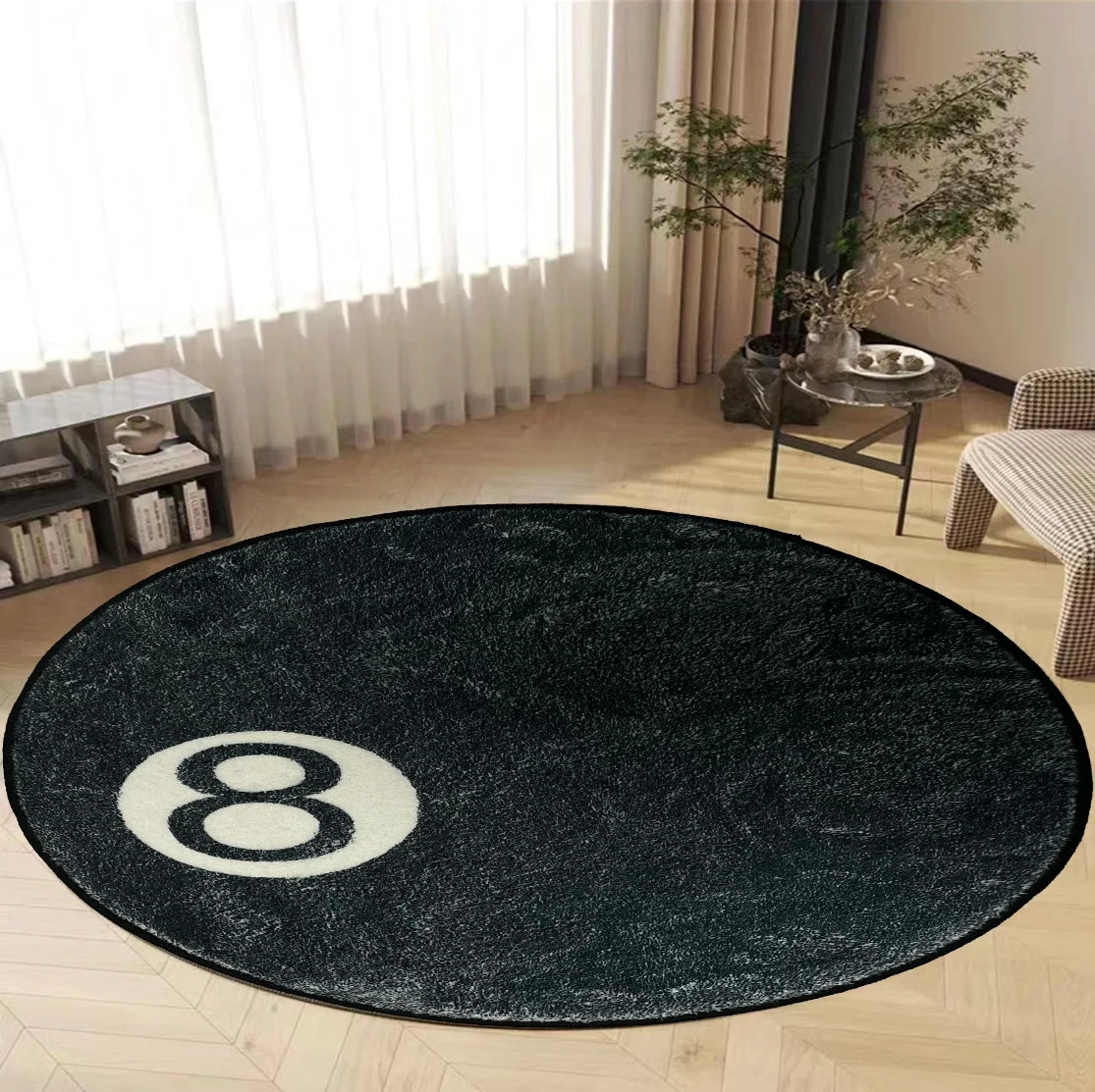 VIKAMA Halloween Eight-Ball Carpet Round Soft Decorative Rug Horror Movie Theme Indoor Home Decor Spooky Pool Enthusiast Gift