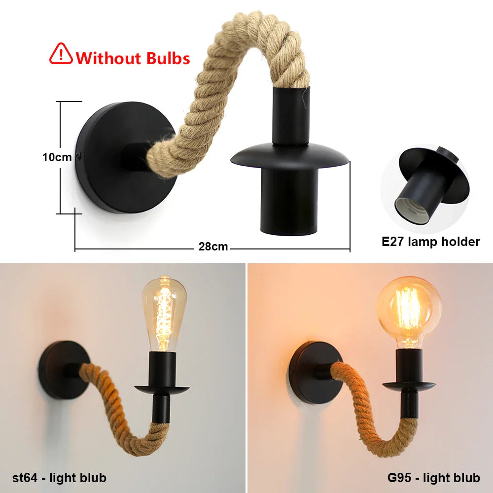 DecorBites™ Hemp Rope Wall Sconce Light Fixture