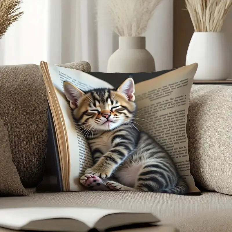 Cat Print Decorative Pillowcase Sofa Cushion