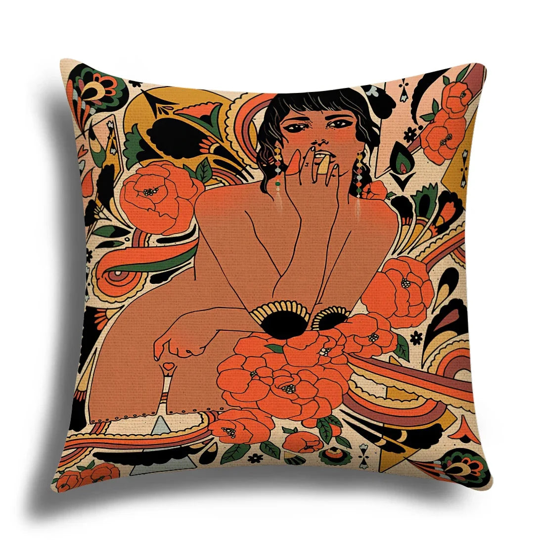 Skull Cushion Cover Linen Pillowcase