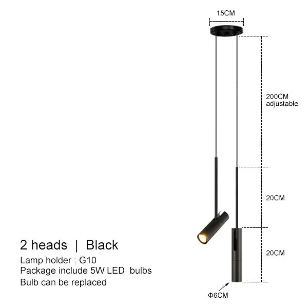 DecorBites™ Black LED Chandelier Adjustable Hanging Lamp