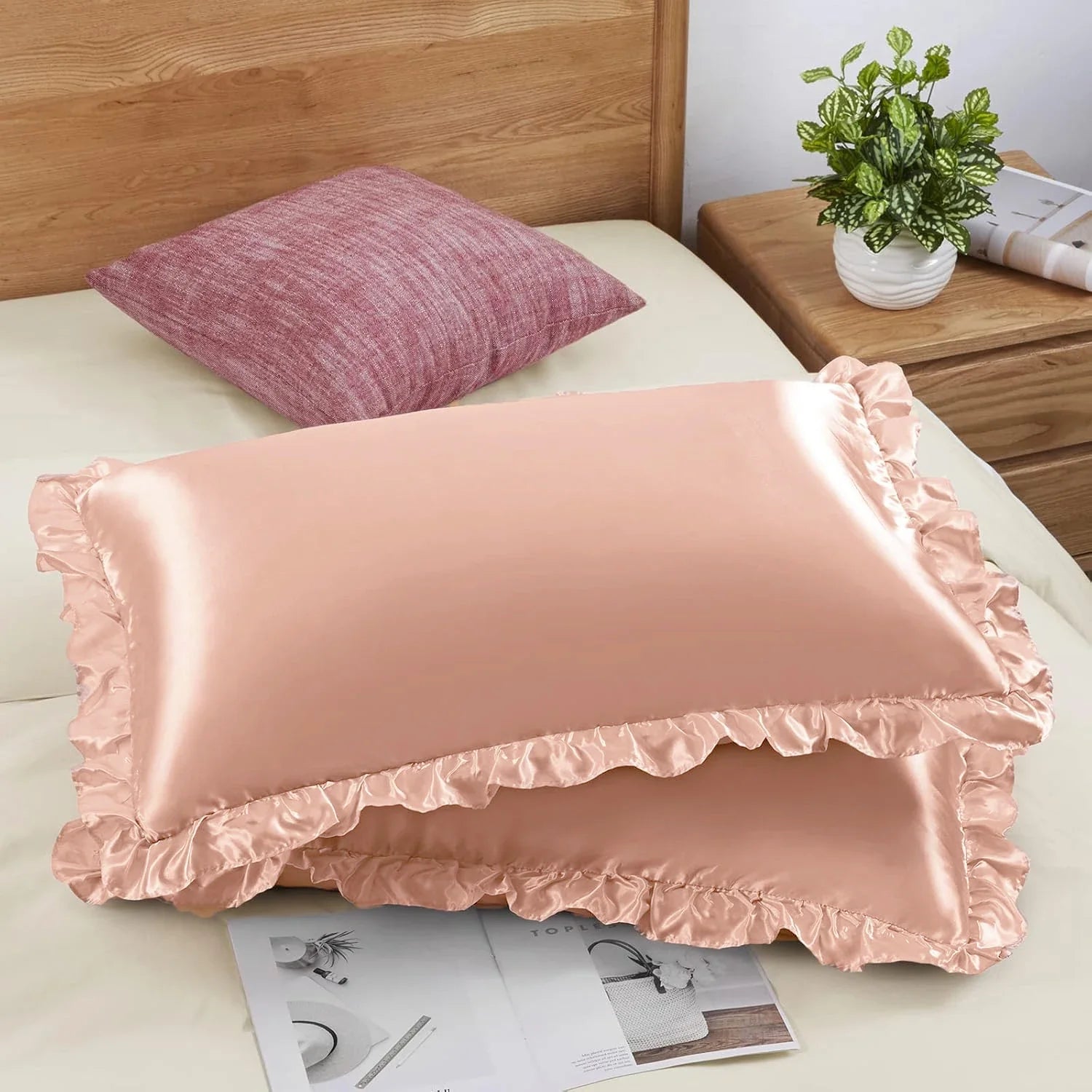 Satin Ruffle Pillowcase Set Silky