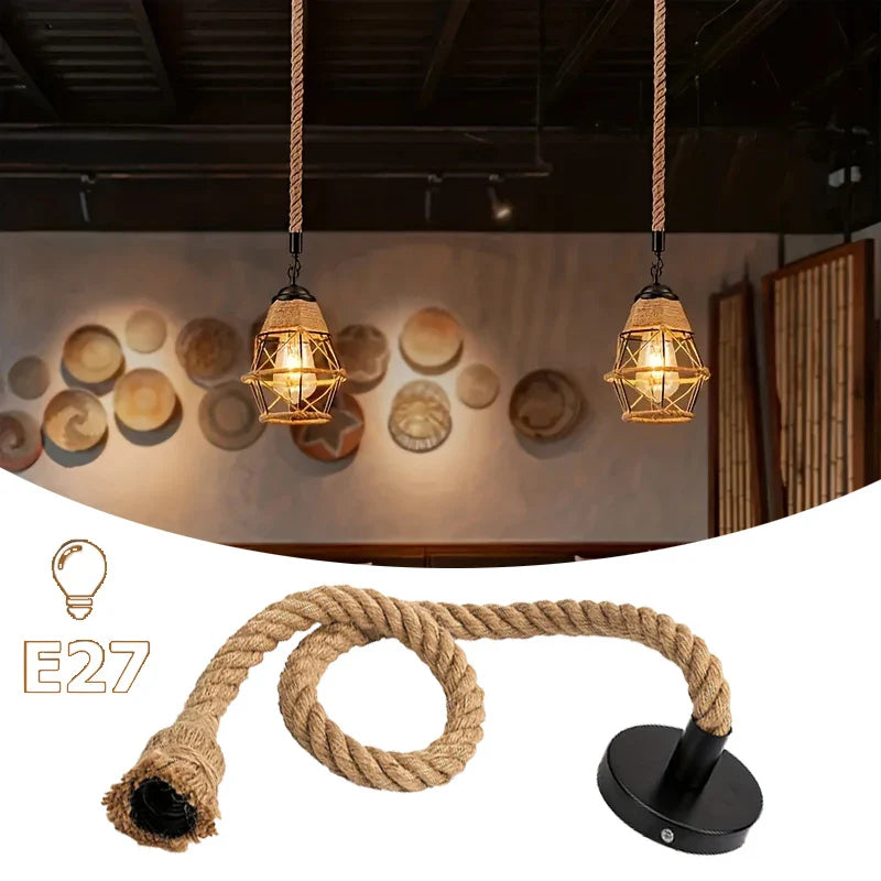 DecorBites™ Hemp Rope Pendant Light Ceiling Lamp
