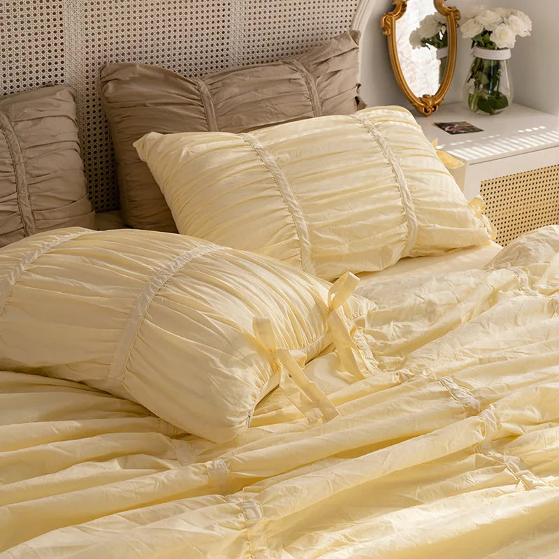 Korean Pleated Pillowcase Cotton Set