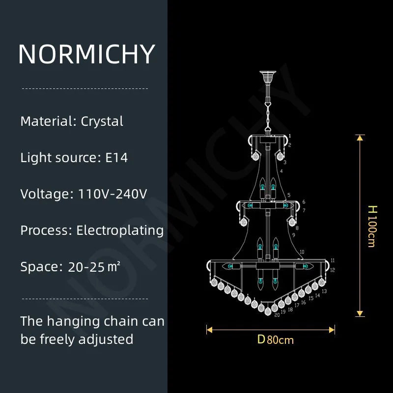 DecorBites™ Crystal Chandelier Large High Ceiling