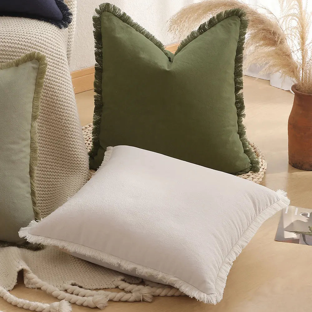 Boho Throw Pillow Cover Tassel Decor