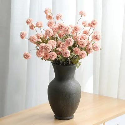 5-Head Pink Dandelion Flower Ball DIY Kit | Bouquet Silk Fake Flowers-2