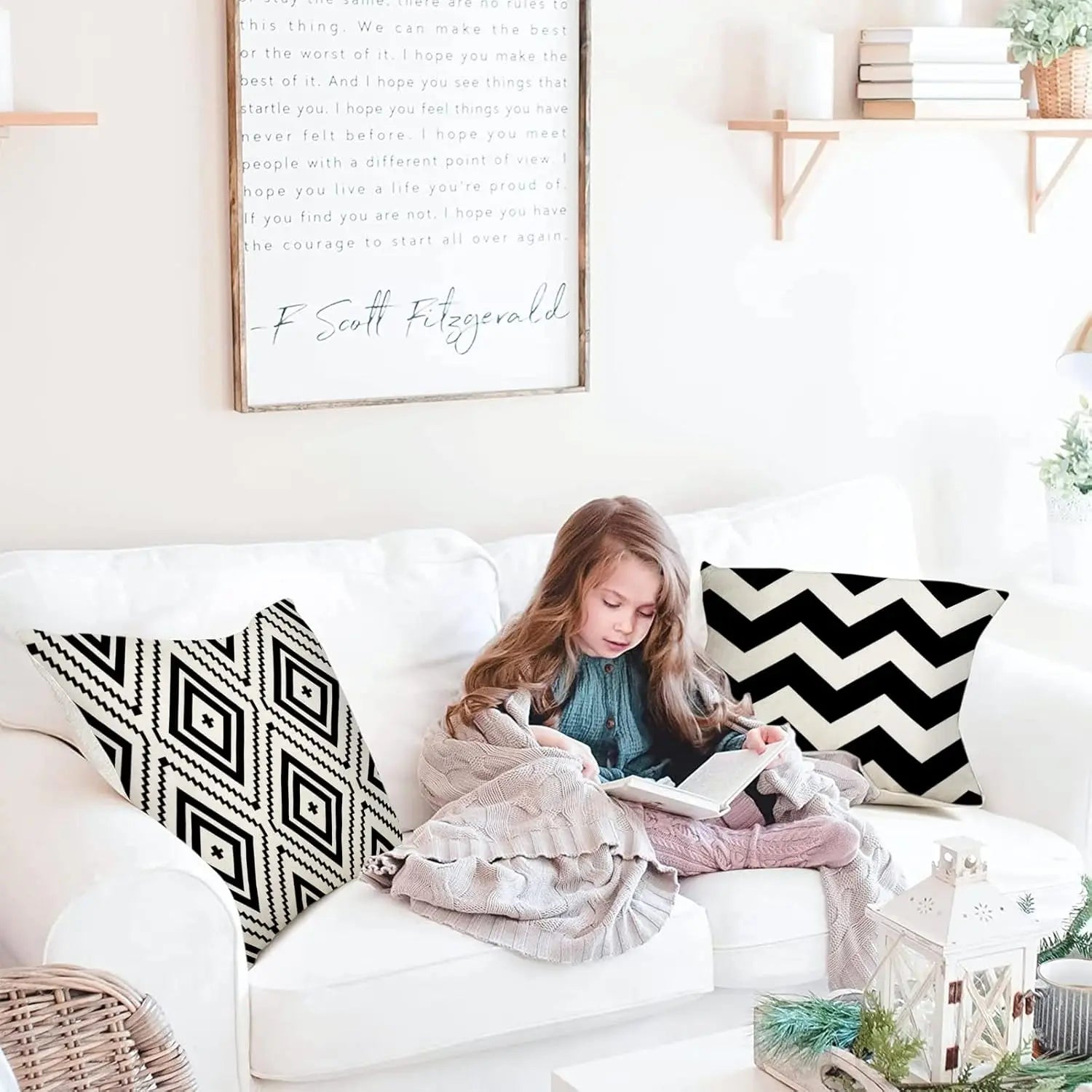 Geometric Linen Throw Pillow Covers