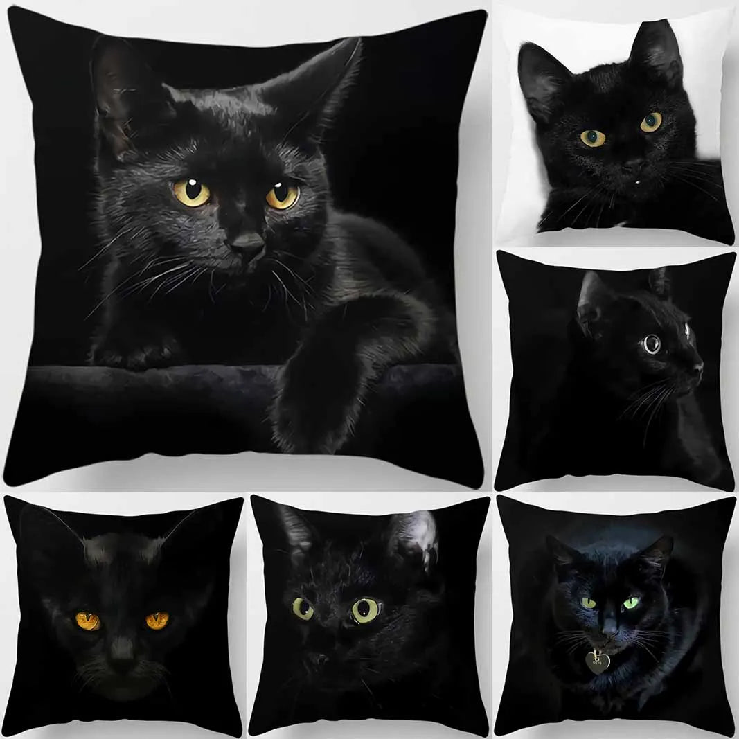 Cat Print Pillowcase Sofa Cushion Cover