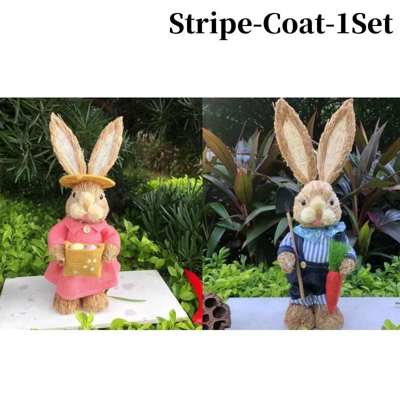1/2PCS Height 35cm Easter Cute Straw Bunny Decoration Rustic Home Decoration - PRHOMZ