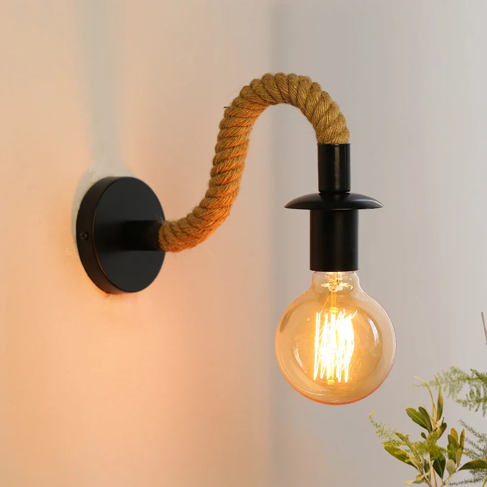 DecorBites™ Hemp Rope Wall Sconce Light Fixture