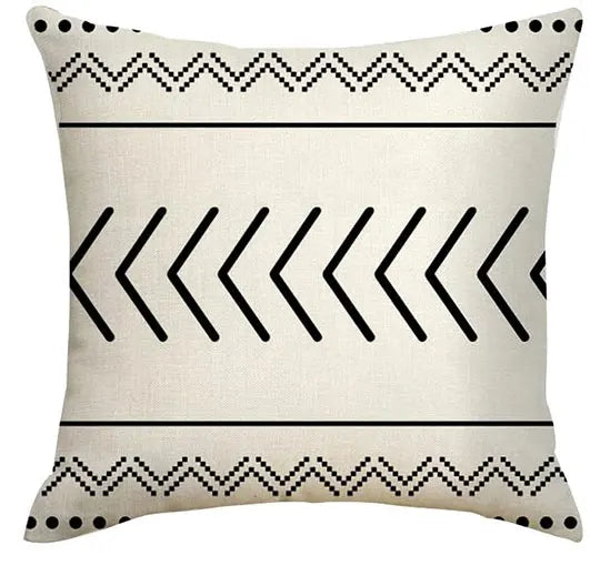 Geometric Linen Throw Pillow Covers
