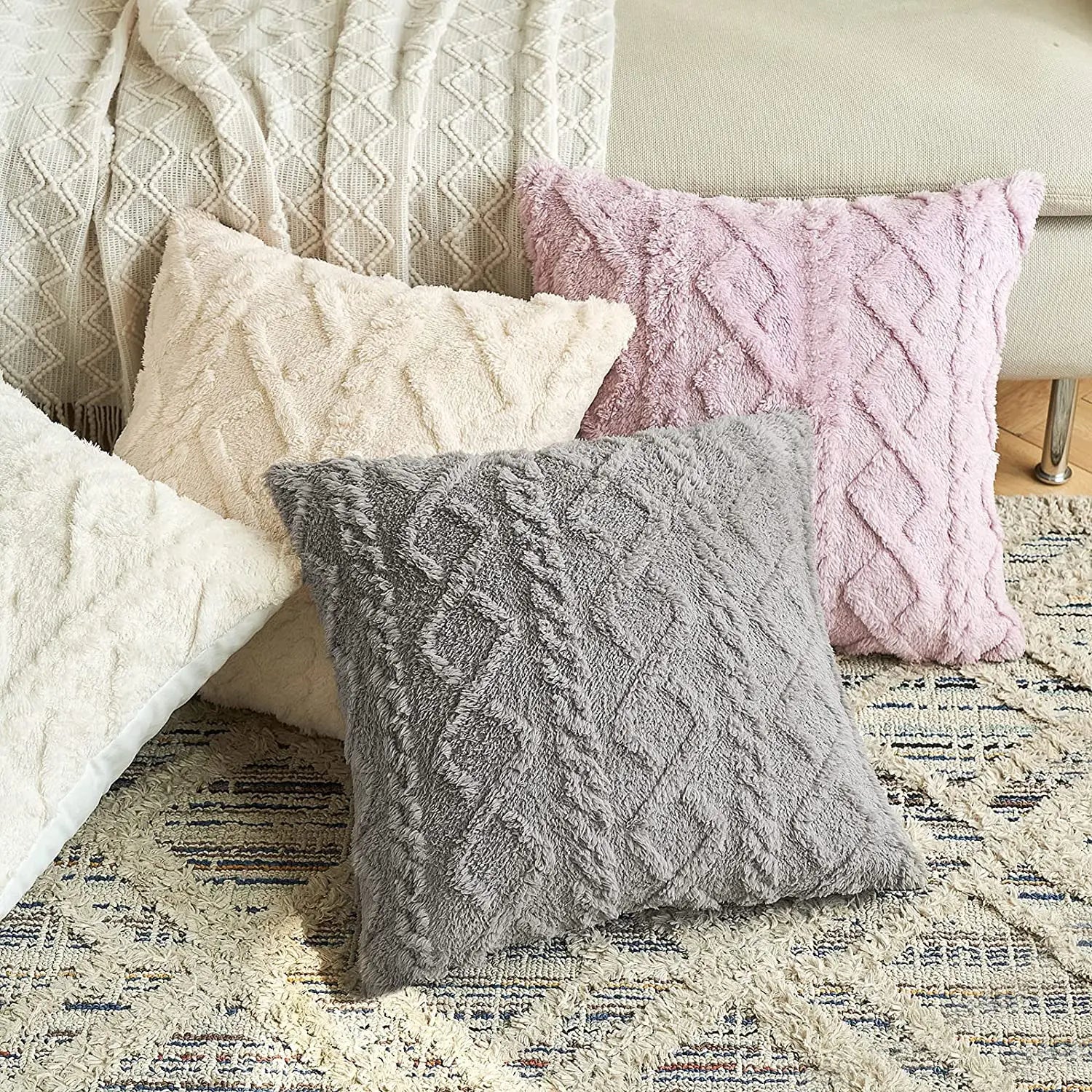 Fleece Cushion Cover Plush Pillowcase