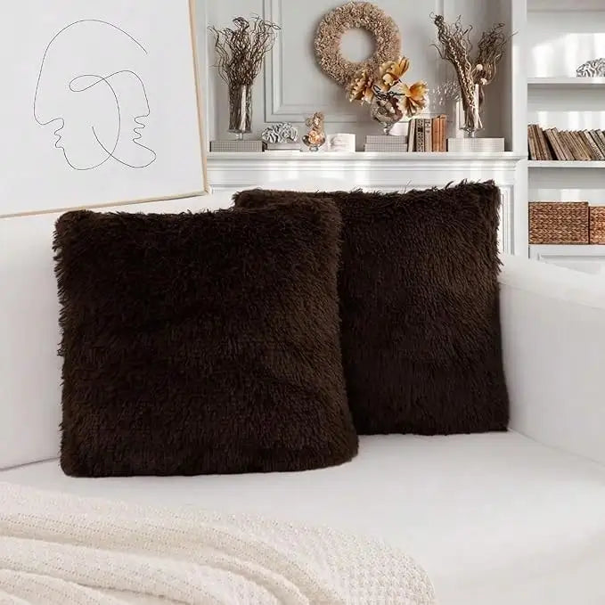 Faux Fur Pillow Covers Set