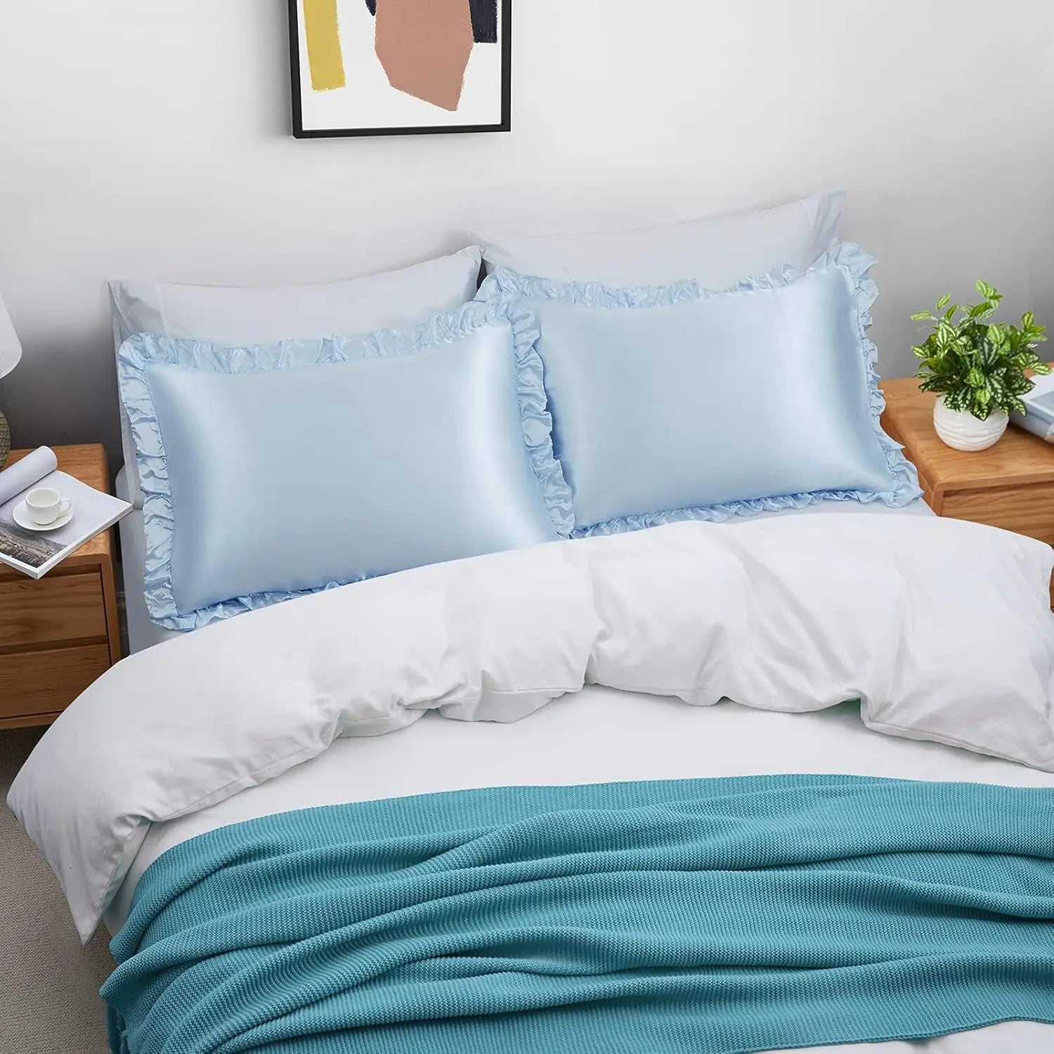 Satin Ruffle Pillowcase Set Silky