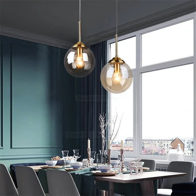 DecorBites™ Gray Glass Ball Pendant Lights