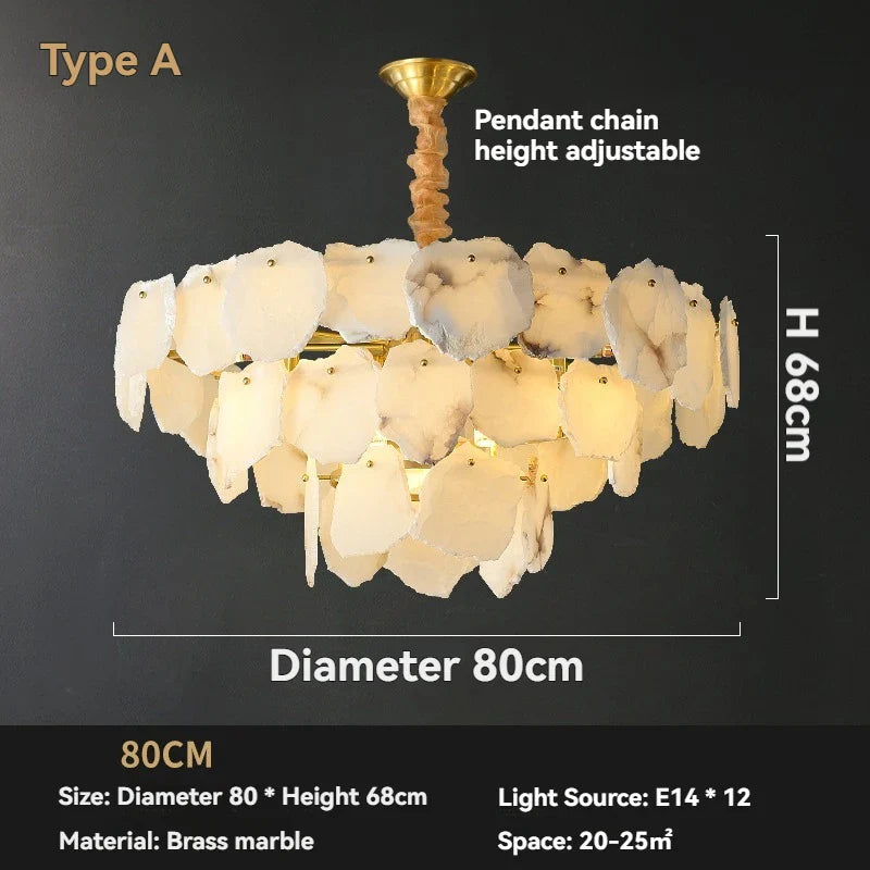 Marble Chandelier Round LED Light