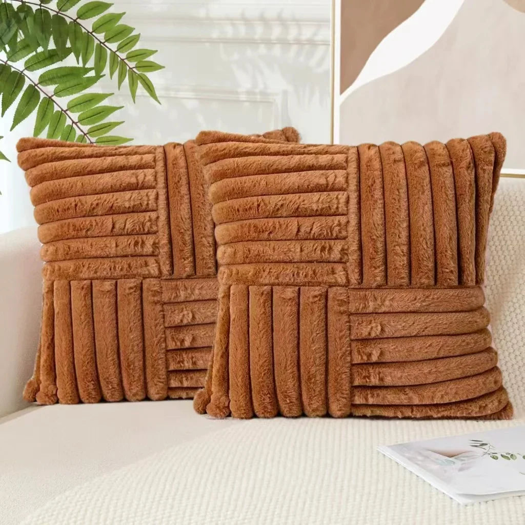 Artificial Plush Pillow Covers Set