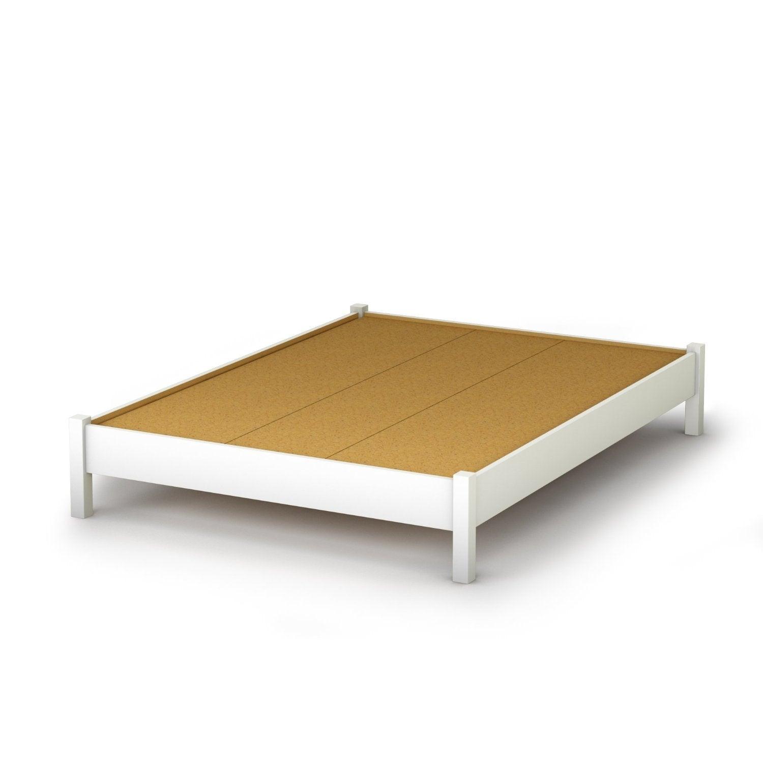 Full size Simple Platform Bed in White Finish - Modern Design - PRHOMZ