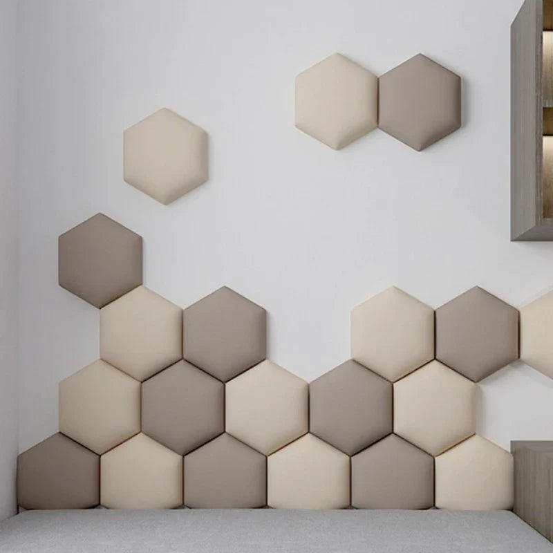 Hexagonal 3D Wall Stickers Upholstered Wall Panels Kids Anti-collision Peel and Stick Headboard Self Adhesive Leather Soft Bag