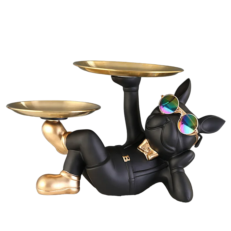 Resin Bulldog Statue - Unique Animal Figurine Sculpture in Black-0