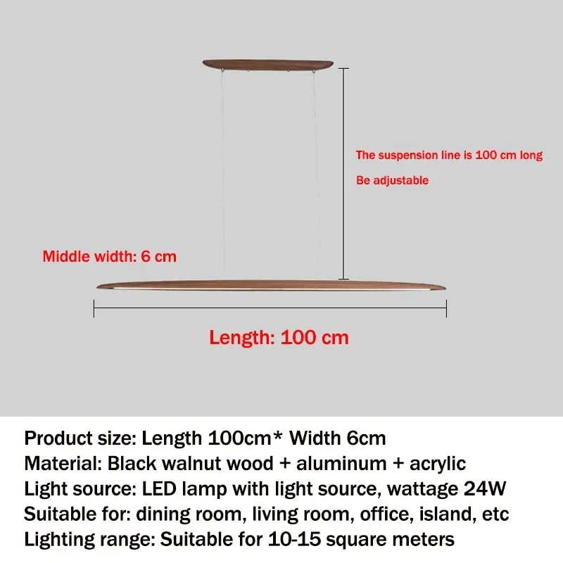 DecorBites™ Wooden Pendant Light Long Linear