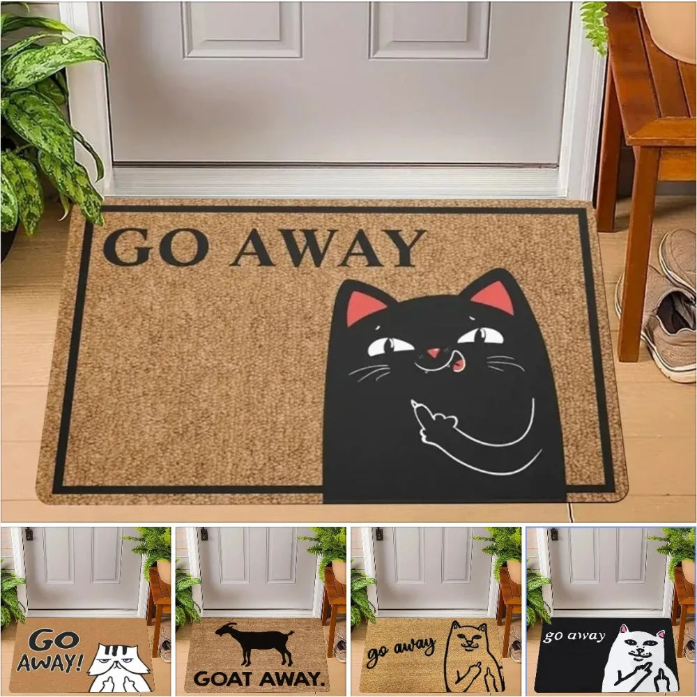 Go Away Doormat Weird Cat Rug Non-Slip All-Weather Carpet Humorous Welcome Mat for Indoor Outdoor Entryway Home Decor Carpet