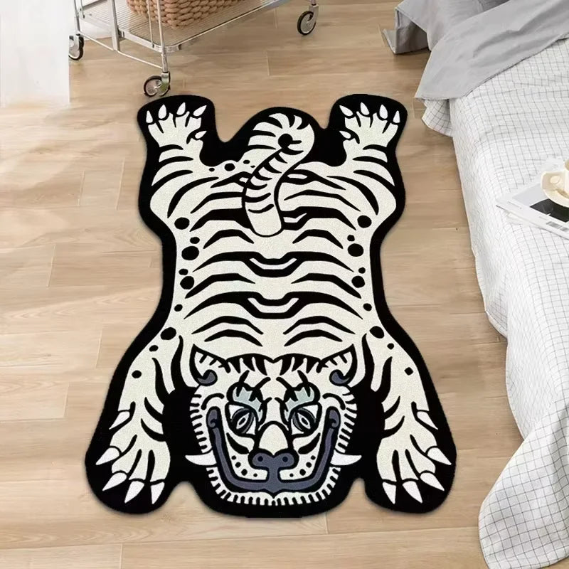 VIKAMA Domineering Tiger Carpet Personality Shaped Doormat Rug For Bedroom Living Room Floor Mat Machine Washable Home Decoratio