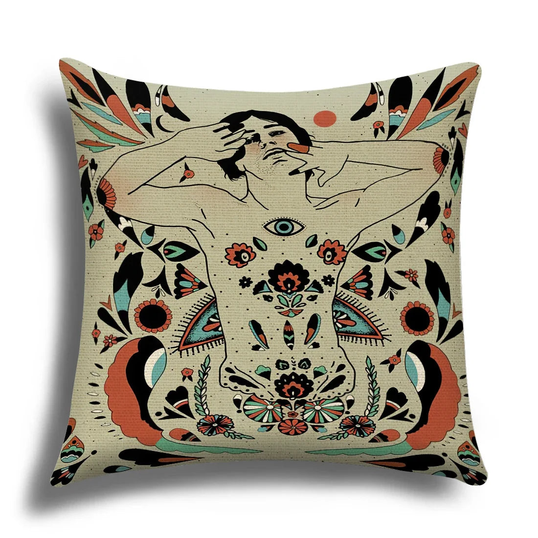 Skull Cushion Cover Linen Pillowcase