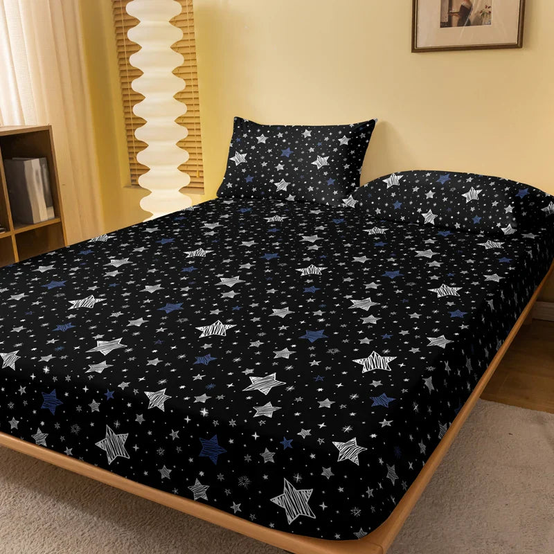 Stars Printed Fitted Sheet Matte