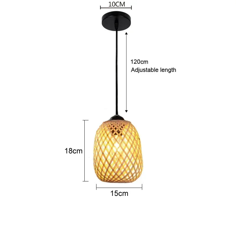 DecorBites™ Bamboo Pendant Ceiling Light Rattan
