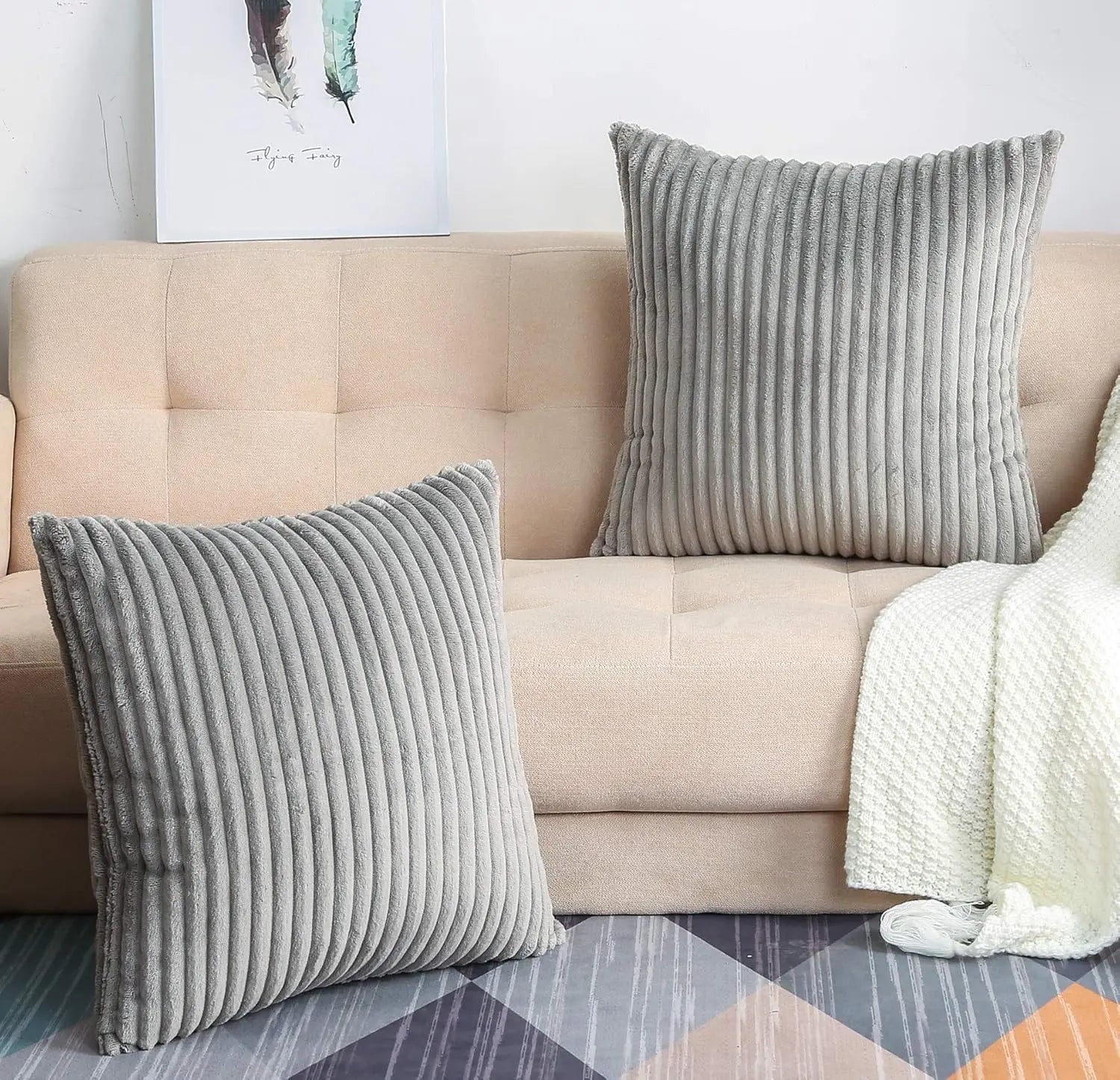 Striped Plush Pillowcases Set