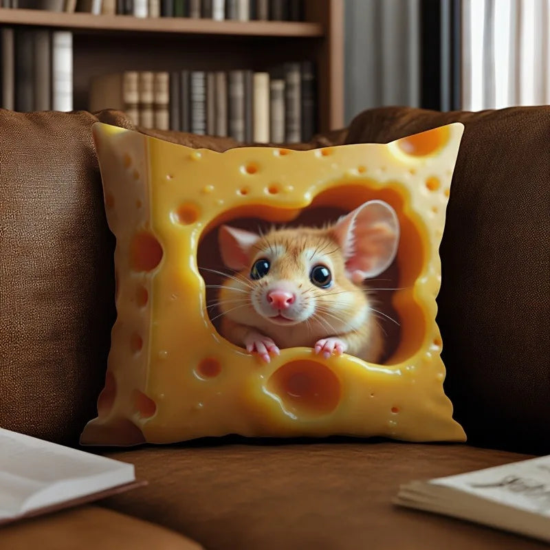 Mouse-in-Cheese Sofa Cushion Cover