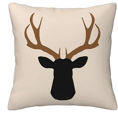 Deer Silhouette Linen Sofa Pillowcase