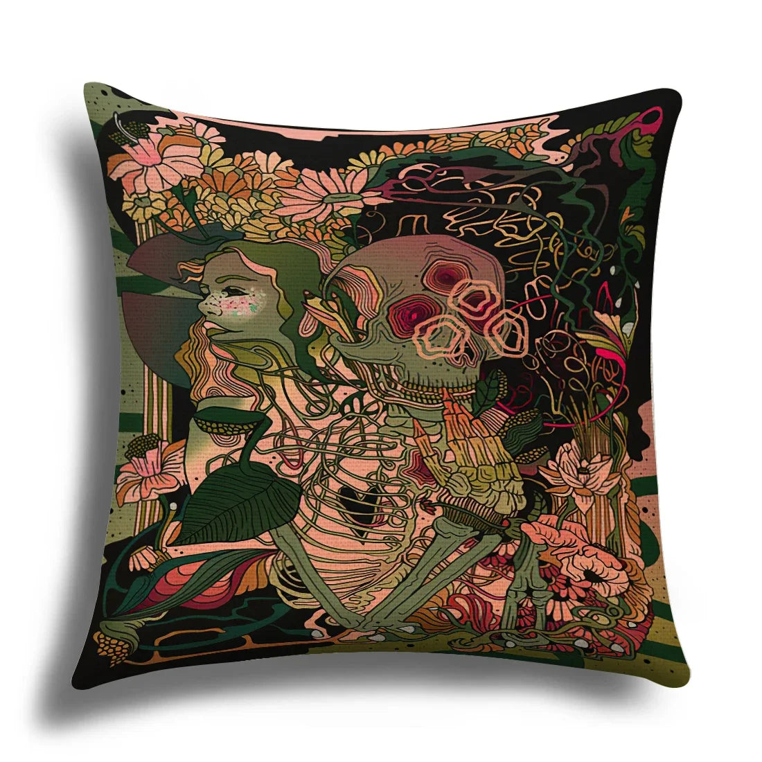 Skull Cushion Cover Linen Pillowcase