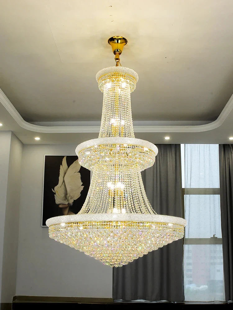 DecorBites™ Crystal Chandelier Large High Ceiling