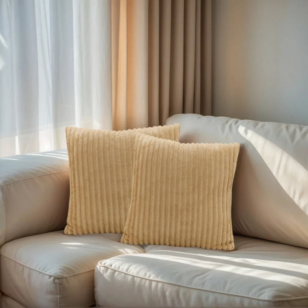 Striped Plush Square Pillowcases Set