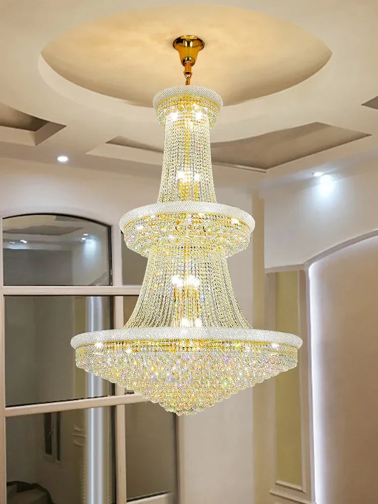 DecorBites™ Crystal Chandelier Large High Ceiling